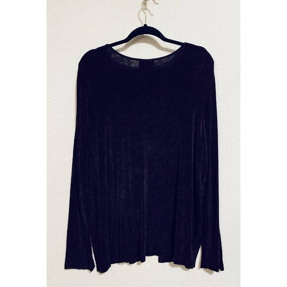 Coldwater Creek Top Womens 1X Purple Ribbed Slinky Single Button Whimsigoth Y2K - Picture 3 of 6